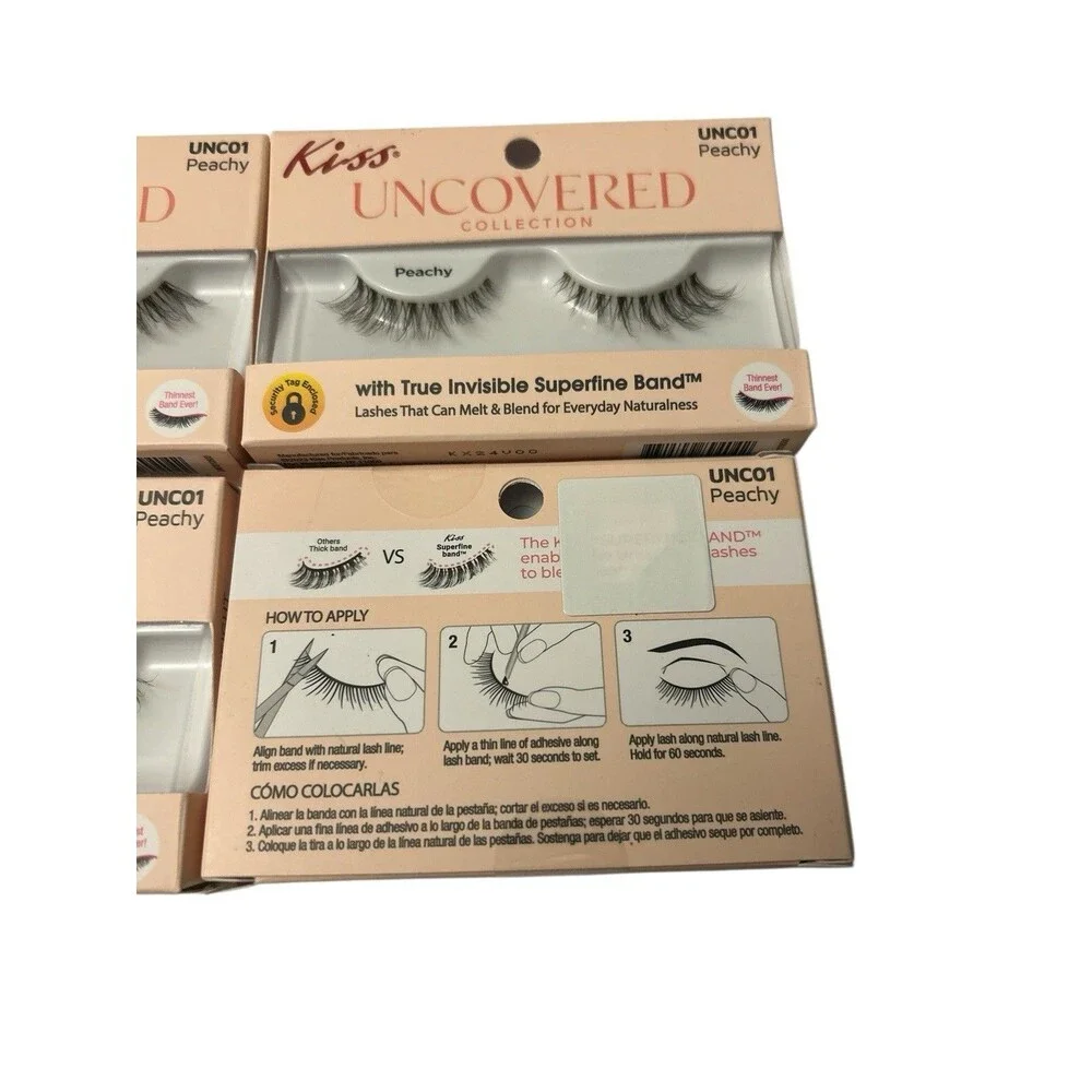 Kiss Uncovered Collection Eye Lashes UNC01 Peachy 6 Packs Bundle